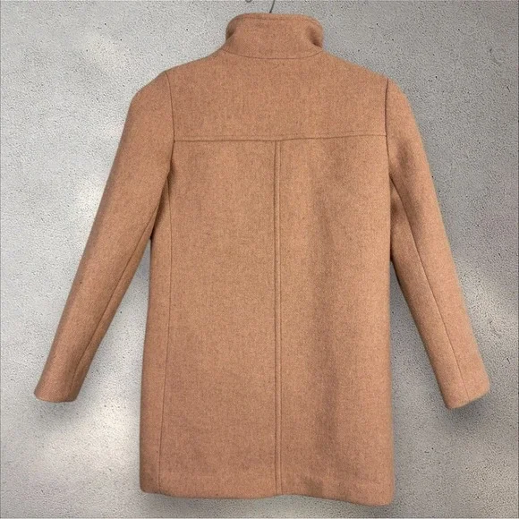 J. Crew Wool Blend Cocoon Coat Sandstone Beige‎ Stadium Cloth Sz 00 - Picture 5 of 6